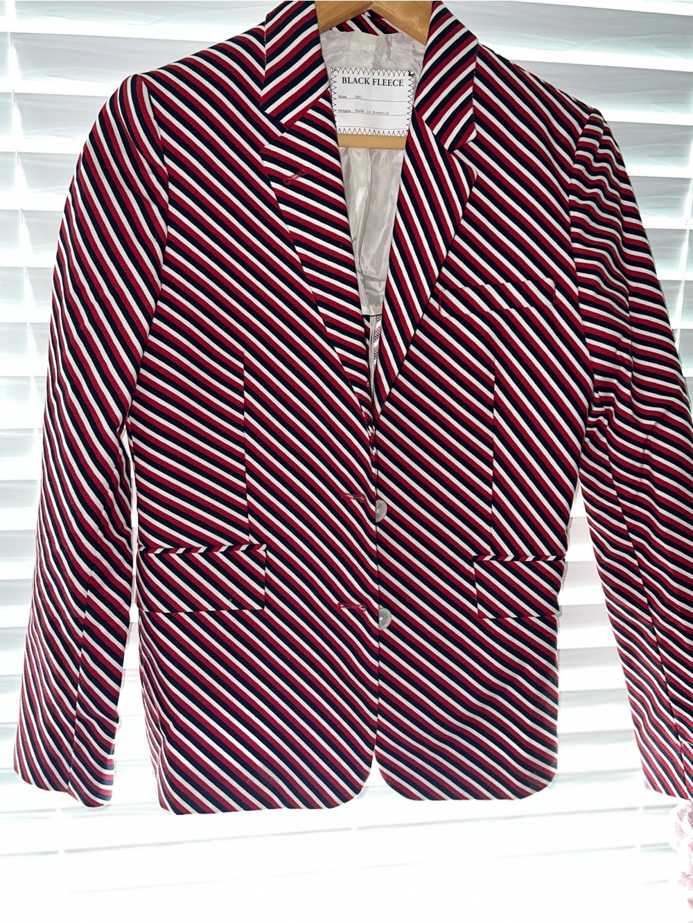 Black Fleece Striped Blazer in Red, White & Navy